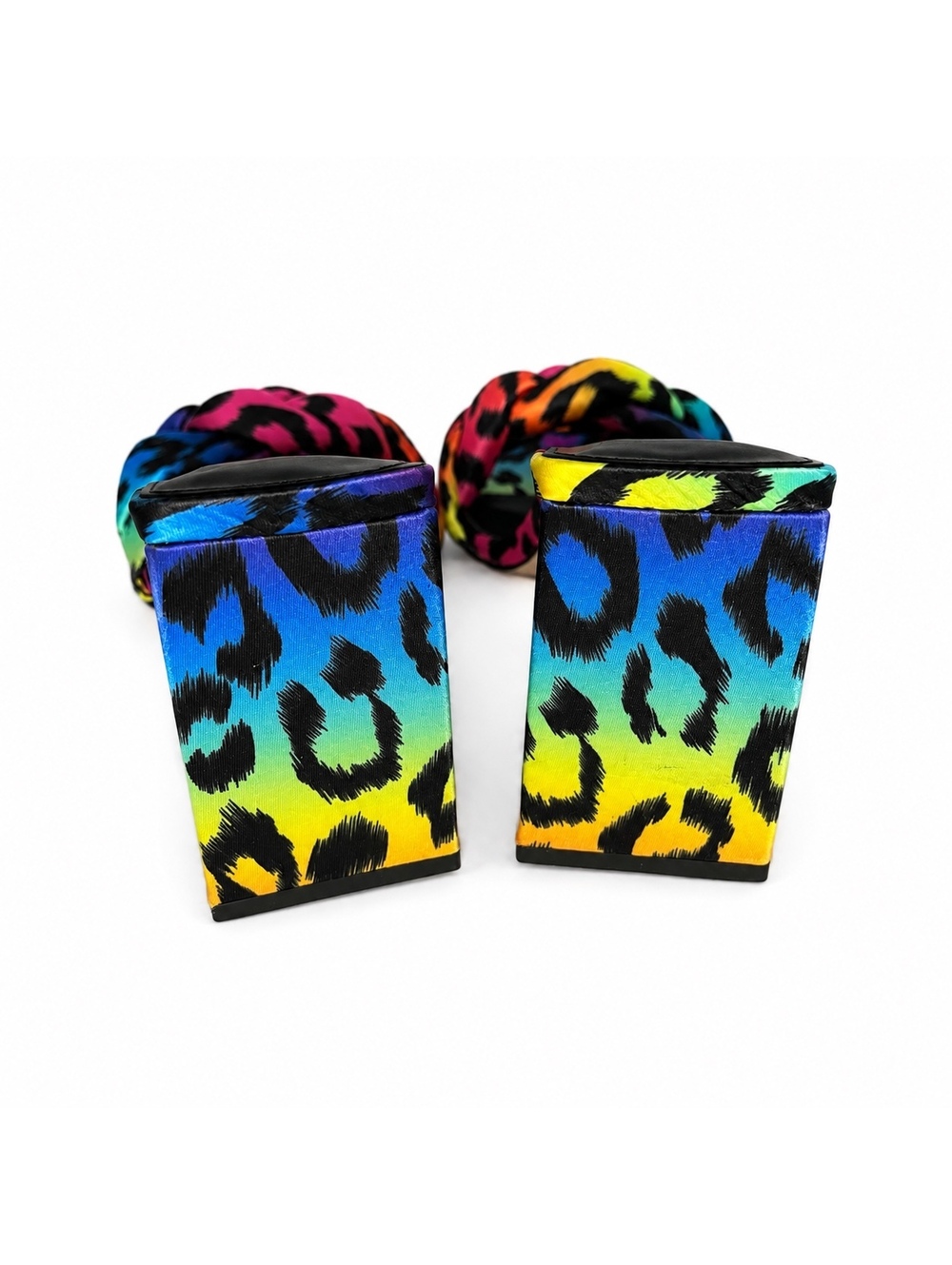 Jessica Simpson Rainbow Leopard Knot Mule Heels Size 9 - Picture 3 of 5